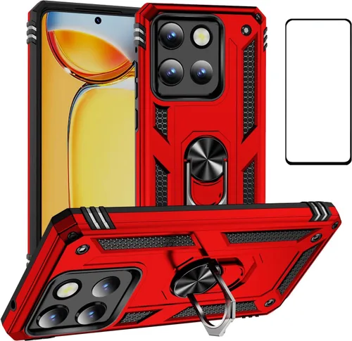 Vista 59 de Funda para Xiaomi POCO X3 NFC /X3 Pro con protector de pantalla, armadura de protección militar híbrida resistente a prueba de golpes, funda Negro