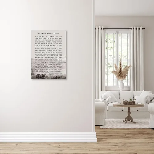 Vista 2 de Póster de Theodore Roosevelt de The Man In The Arena, arte de pared motivacional para sala de estar, fotos con cita espiritual, decoración enmarcada