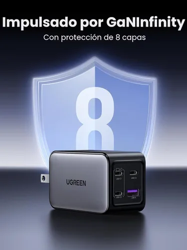 Vista 5 de UGREEN Nexode 65W GaN Cargador de Pared USB C, Cargador de 4 Puertos Tipo-C Rápido Compatible con MacBook Pro/Air, iPhone Serie 17/16/15, Galaxy