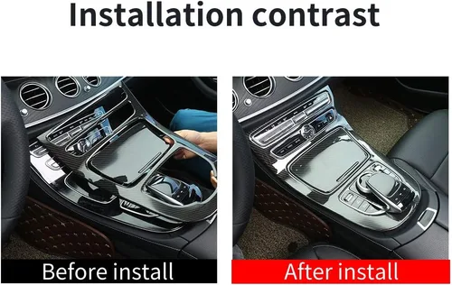 Vista 2 de YIWANG Fibra de carbono ABS consola panel de engranajes marco marco ajuste 2 unids para Mercedes Benz Clase E W213 2016-2019 Accesorios de coche