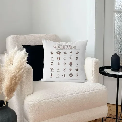 Vista 2 de IWXYI Fundas de almohada de bosque, fundas de almohada de pistas de animales de 18 x 18, decoración de guardería de bosques, fundas de almohada