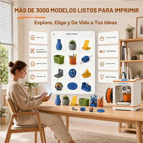 Vista 7 de ENTINA TINA2C Impresora 3D para principiantes totalmente montada Mini Naranja