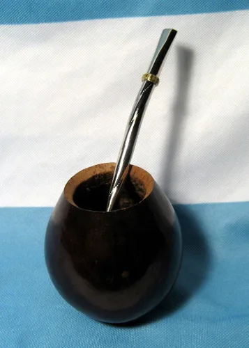Vista 2 de Tradicional Calabaza Mate Artesanía Argentina Hecho A Mano Paja Bebida Set Bombilla 5720