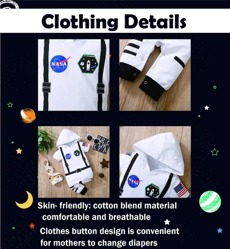 Vista 4 de Disfraz de astronauta para bebé niño y niña