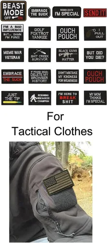 Vista 6 de WZT - Set de 20 parches divertidos de diseño bordado estilo táctico militar; para gorras, bolsos, mochilas, ropa, chalecos, uniformes militares