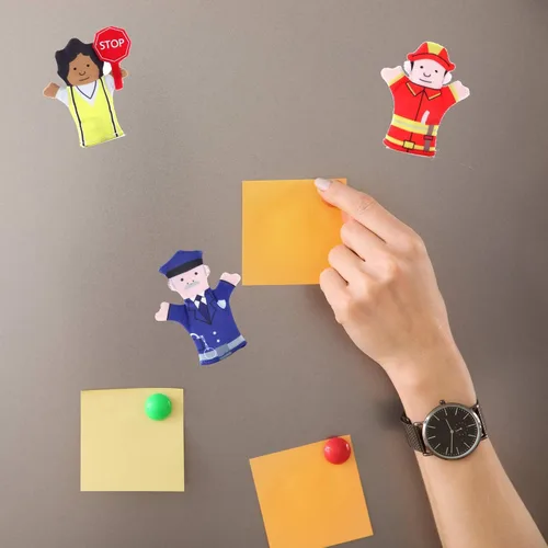 Vista 5 de Imán Happy Helpers People - Juego de juguetes para nevera, tabla y refrigerador, tela suave, 12 piezas, variedad de personajes de personas