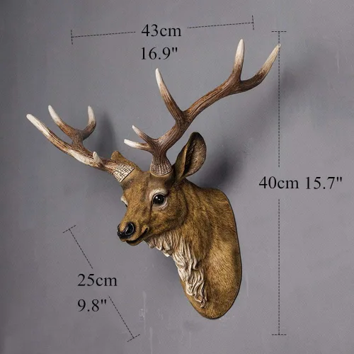 Vista 4 de RTGGSEL Adorno de pared retro de ciervo sintético para montaje en pared, diseño de taxidermia de resina, adorno de cabeza de animal falsa