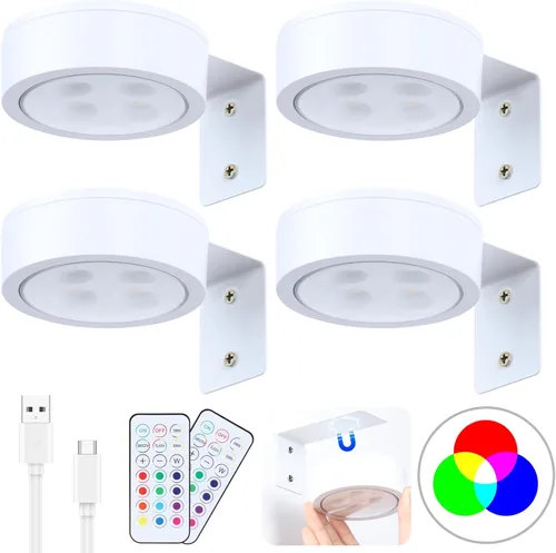 Vista 12 de Paquete de 2 luces inalámbricas para cuadros de pared, luz para cuadros recargable que funciona con batería con control remoto, luz regulable