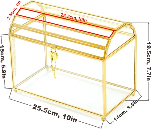Vista 7 de Caja para tarjetas de regalo de boda con cerradura y ranura, caja de cristal dorado para boleta, donación, rifa/recepción, cerradura de seguridad