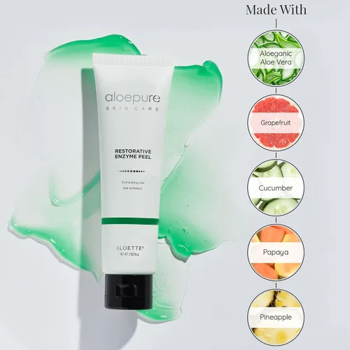 Vista 4 de Aloette Gel exfoliante para la cara, exfoliación de enzimas restauradoras (2 onzas), gel exfoliante para piel hidratada, exfoliación facial de aloe