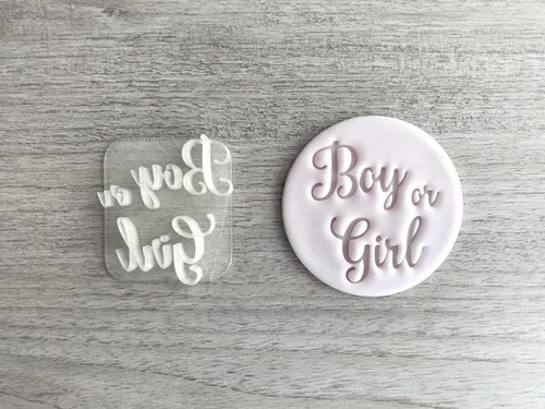 Vista 3 de Estampado de fondant para niño o niña o sello de galletas con asa