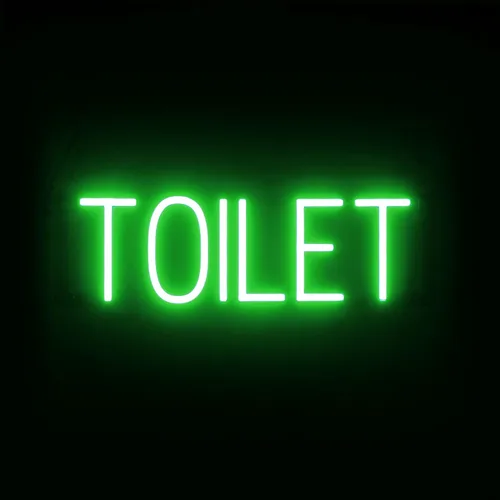 Vista 32 de SpellBrite Letrero de MEN para baños de negocios Letreros relacionados con el baño con aspecto de neón, luz LED azul 13.8 x 6.3 pulgadas