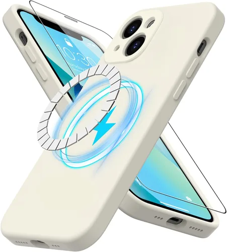 Vista 57 de DEENAKIN Funda magnética de silicona para iPhone 12 Pro con protector de pantalla, compatible con MagSafe, protección de cámara, funda protectora