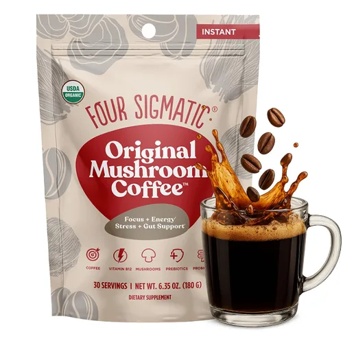 Vista 12 de Four Sigmatic - Café instantáneo de tostado medio orgánico adaptógeno con ashwagandha, chaga y tulsi, apoyo inmunológico y alivio del estrés, Keto
