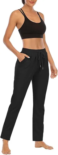 Vista 5 de Pantalones deportivos para mujer, leggings deportivos, pantalones de pierna recta, con cordón, holgados, cintura elástica, pantalones de descanso