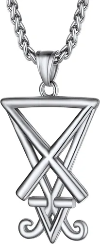 Vista 18 de PROSTEEL Inverted Cross/Leviathan Cross Pendant Necklace for Men Women Negro