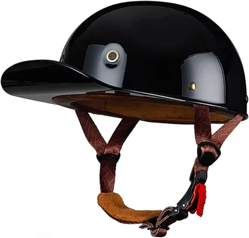 Vista 7 de Baseball Motorcycle Helmet DOT Approved Half Helmet German Style Skull Cap Helmet Motorbike Cruiser Scooter Cool Helmet for Men and Women Baseball