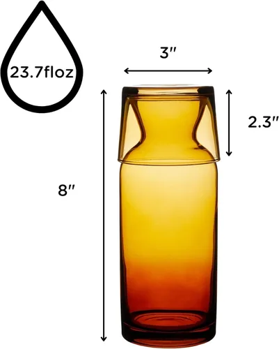 Vista 5 de Wrenbury Juego Vintage de Jarra y Vaso para Mesita de Noche - Jarra de Agua para Enjuague Bucal con Vaso para Baño - Decantador Ámbar para Mesita