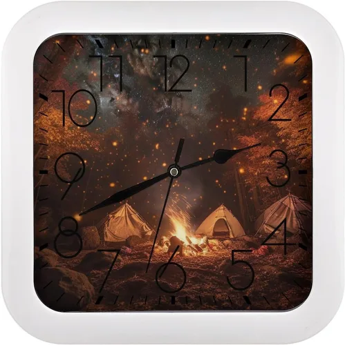 Vista 19 de 10" Square Modern Wall Clock,African Mud Cloth Tribal Print Kitchen Clocks Wall Battery Operated,Silent Non Ticking Unique Funny Cute Wall Clock for