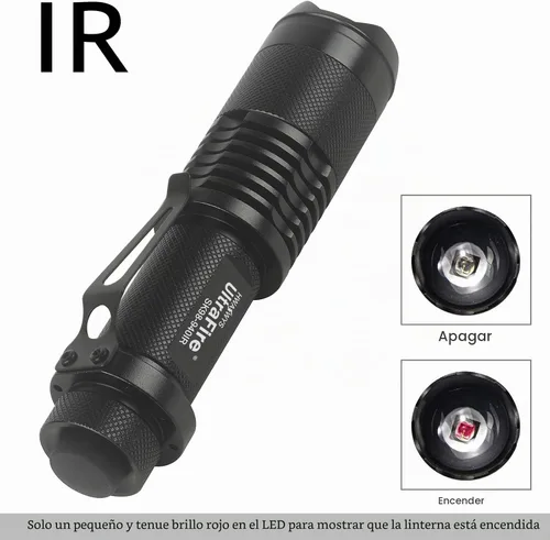 Vista 3 de ULTRAFIRE 940nm IR iluminador, mini linterna infrarroja zoomable LED para dispositivos de visión nocturna, SK98