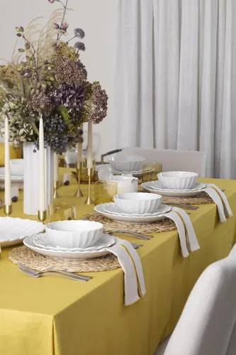 Vista 6 de Lenox Juego de vajilla de gres, vajilla francesa de 12 piezas para 4, color blanco perle festoneado, servicio para 4, apto para lavavajillas, juego