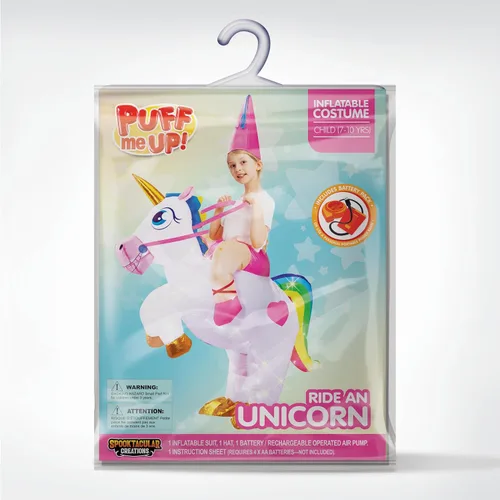 Vista 7 de Spooktacular Creations Disfraz inflable para niños, disfraz de unicornio iluminado para Halloween