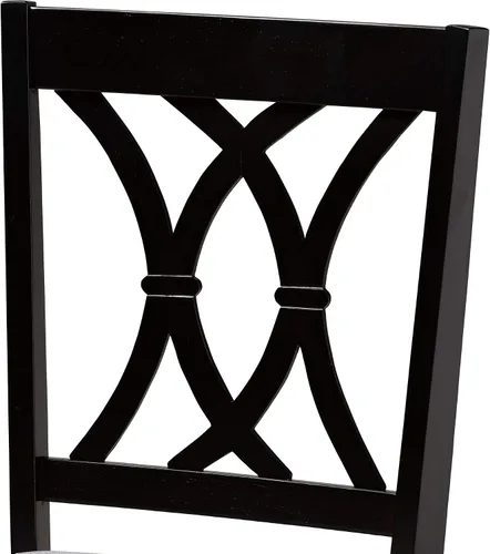 Vista 4 de Baxton Studio Petrina - Juego de comedor tapizado de tela gris, madera con acabado marrón expreso, 7 piezas