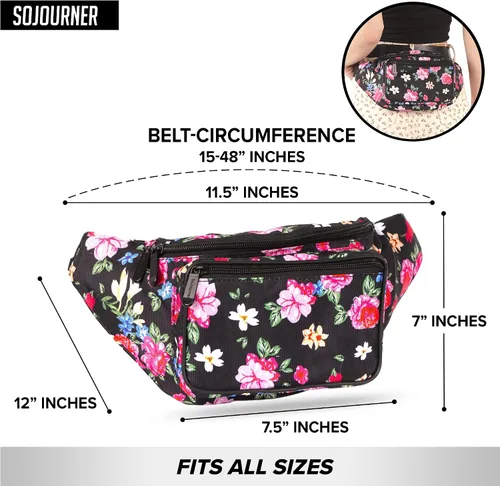 Vista 3 de SoJourner Riñonera, bolsa para la cintura con estampado y bolsas de fiesta para hombres, mujeres festivales, raves bonita bolsa para la cintura