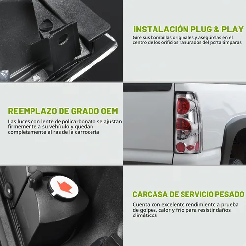 Vista 5 de [Usado] AUTOSAVER88 Conjunto de Luces Traseras Compatible con Chevy Silverado 1999-2006 1500 2500 3500/2007 Silverado con Estilo de Carrocería Lente