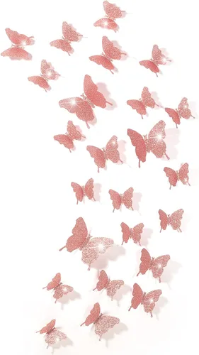Vista 12 de 48 calcomanías 3D, espejadas, de mariposa, adhesivos para pared, para manualidades, decoración de pared para el hogar, 3 tamaños Negro