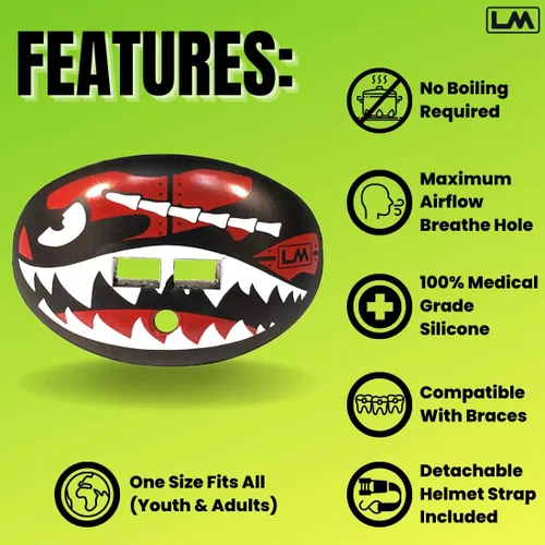 Vista 3 de Loudmouth - Protector bucal de fútbol Protector bucal militar para adultos y jóvenes Pieza bucal de alto impacto para deportes Protectores