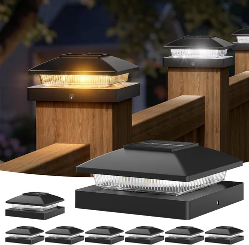 Vista 9 de APONUO Paquete de 20 luces solares de poste de 4 x 4, IP64, impermeables Blanco
