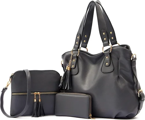 Vista 7 de Qiyuer Juego de carteras y carteras para mujer, bolso grande con cartera, 3