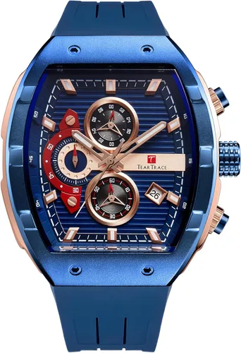 Vista 15 de Watches for Men Original Analog Quartz Waterproof Sport Mens Watches Tonneau Chronograph Luminous Fashion Unique Casual Watch with Silicone Strap