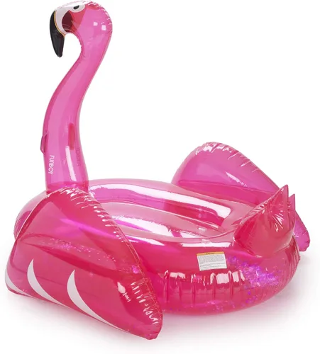 Vista 6 de Funboy FLA-C - Flotador inflable y gigante con forma de flamenco y con brillantina, para fiestas de verano en la piscina y entretenimiento