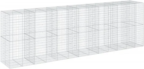 Vista 122 de vidaXL Cesta de gavión con tapa, 39.4 x 19.7 x 39.4 pulgadas, hierro galvanizado rectangular, resistente a la intemperie, montaje sin herramientas