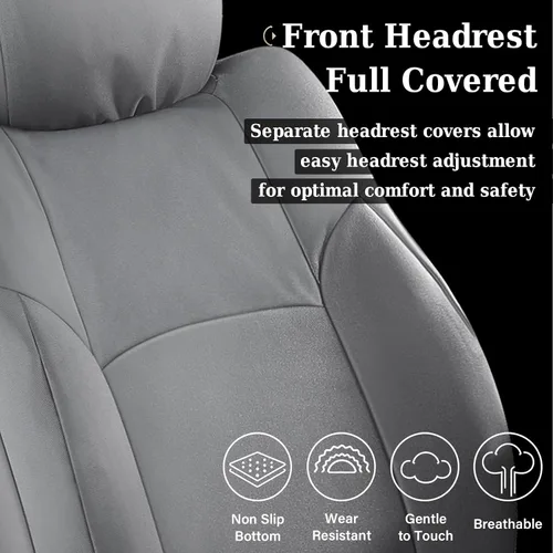 Vista 30 de Coverado Chevy Silverado - Juego completo de fundas de asiento de lona impermeables, apto para Silverado GMC Sierra 2007-2013 y 2019-2025 1500 Negro