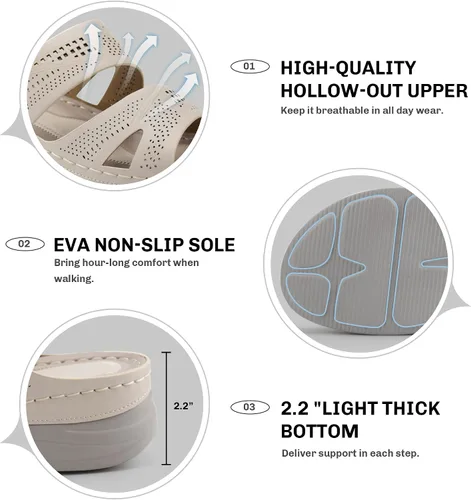 Vista 5 de starmerx Sandalias de plataforma para mujer, cómodas sandalias de plataforma con punta abierta, sandalias acolchadas