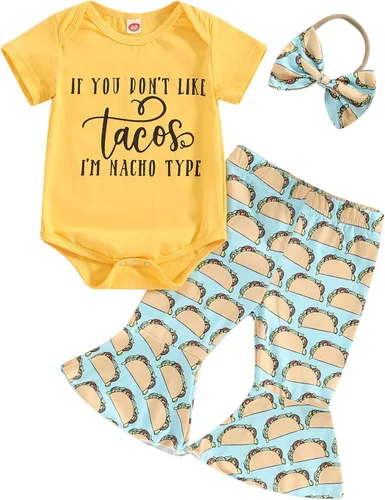 Vista 114 de Sejardin Ropa de verano para bebé y niña, recién nacida, manga corta, con letras, mameluco elástico con diadema