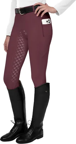Vista 7 de FitsT4 Sports Mallas de Equitación de Asiento Completo para Mujer con Agarre de Silicona Activa Pantalones Ecuestres Albaricoque