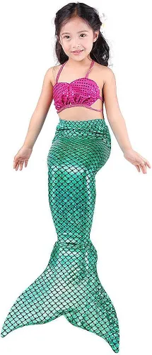 Vista 2 de Lito Angels - Traje de baño con cola de sirena para niñas (3 piezas)