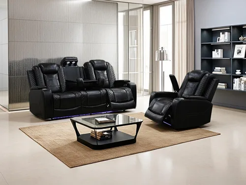 Vista 66 de Juego de sofá reclinable eléctrico, seccional de cuero transpirable beige, juego de muebles de sala de estar, 2 piezas, sofá reclinable eléctrico