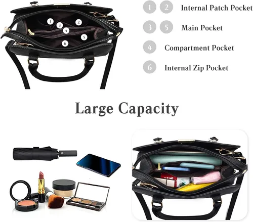Vista 5 de FANDARE Bolso de mano para mujer, bolso de hombro de piel sintética, bolso impermeable
