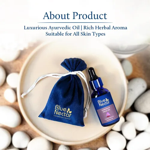 Vista 4 de Blue Nectar Aceite facial Kumkumadi para piel brillante con hierbas naturales (1 onza líquida) y exfoliante facial suave Kumkumadi para eliminar