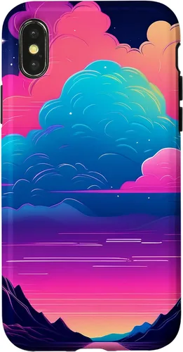 Vista 4 de iPhone 15 Colorful Retro Vaporwave Landscape Synthwave Case