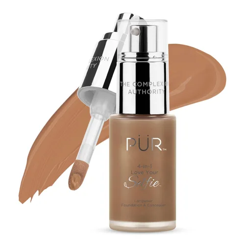 Vista 30 de PÜR MINERALS 4-in-1 Love Your Selfie Foundation & Concealer - Longwear Medium-to-Full Coverage Liquid Makeup Foundation with Hydrating Blend for
