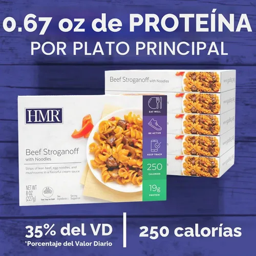 Vista 4 de HMR Ternera Stroganoff con Fideos Entrée Almuerzo o Cena Pre-empaquetada Listo para Comer 19 g de Proteína Comida Baja en Calorías Porción