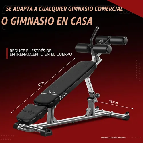 Vista 6 de BODY RHYTHM Banco Profesional para Abdominales con 4 Alturas Ajustables y Mango de Crunch Inverso, Banco de Peso Ajustable y Press de Banca Plano