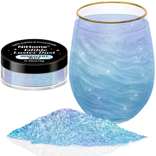 Vista 13 de NiHome - Polvo de lustre comestible y purpurina brillante, esparcidores metálicos de lujo, 4 botellas de 0.18 oz/5 g para decorar bebidas y pasteles