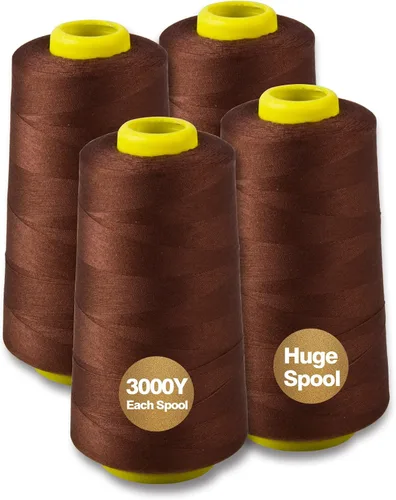 Vista 16 de Hilo serger blanco y negro, hilo multiusos para coser, poliéster, 4 conos de 2743 m cada uno para máquina de coser